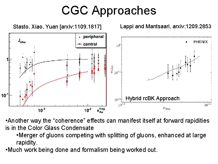 CGC Approaches Stasto, Xiao, Yuan [arxiv: 1109. 1817] Lappi and Mantsaari, arxiv: 1209. 2853