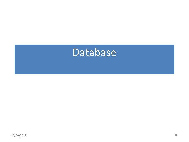 Database 12/20/2021 38 