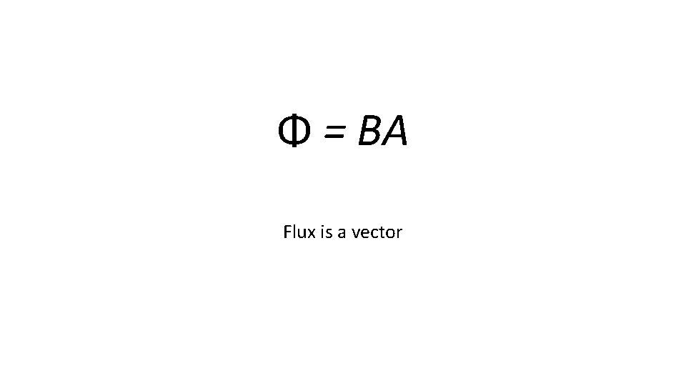 Φ = BA Flux is a vector 