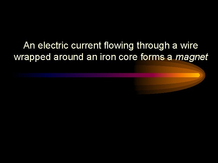 An electric current flowing through a wire wrapped around an iron core forms a