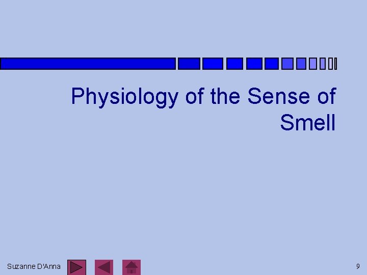 Physiology of the Sense of Smell Suzanne D'Anna 9 