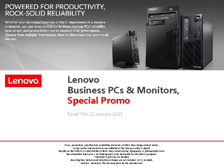 Lenovo Business PCs & Monitors, Special Promo Retail File 21 January 2021 Prices, promotions,
