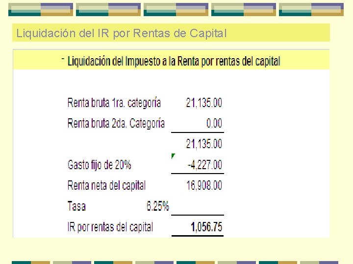 Liquidación del IR por Rentas de Capital 