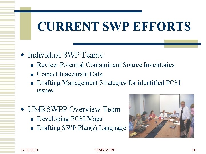 CURRENT SWP EFFORTS w Individual SWP Teams: n n n Review Potential Contaminant Source