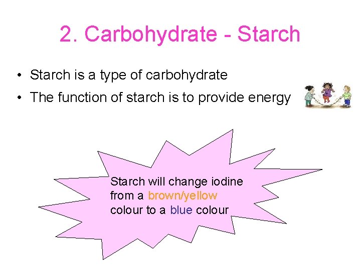 2. Carbohydrate - Starch • Starch is a type of carbohydrate • The function