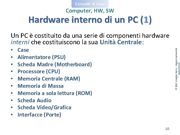 Ud A Concetti di base Computer HW e