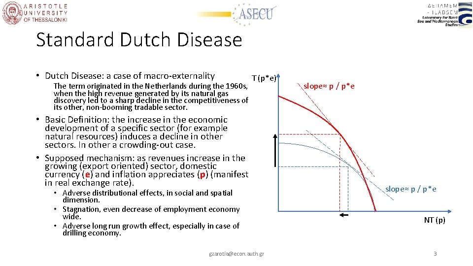 Standard Dutch Disease • Dutch Disease: a case of macro-externality The term originated in