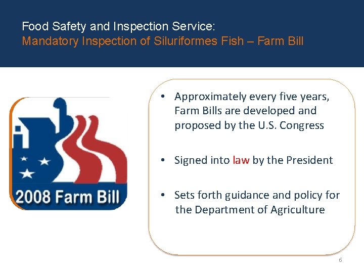 Food Safety and Inspection Service: Mandatory Inspection of Siluriformes Fish – Farm Bill •