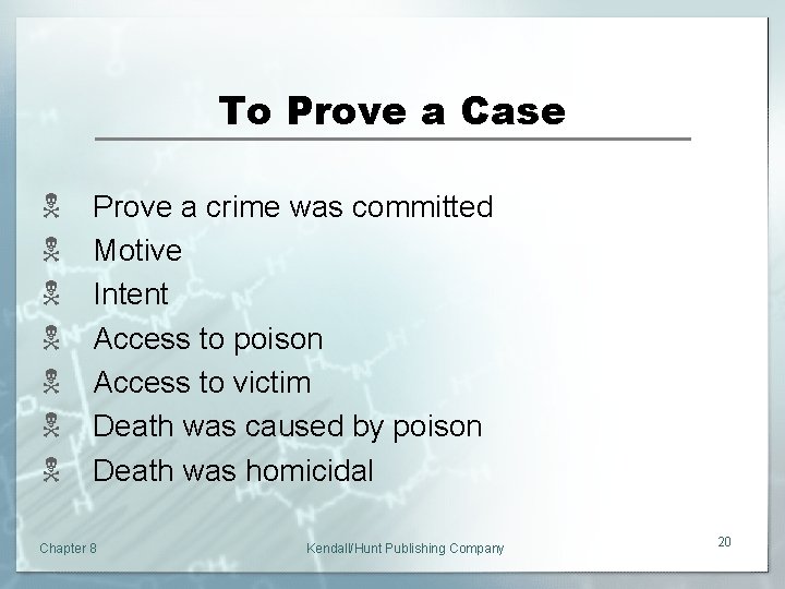 To Prove a Case N N N N Prove a crime was committed Motive