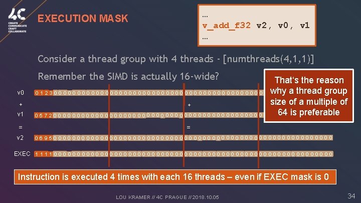 … v_add_f 32 v 2, v 0, v 1 … EXECUTION MASK Consider a