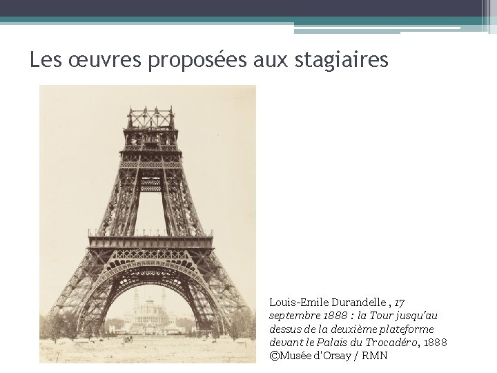 Les œuvres proposées aux stagiaires Louis-Emile Durandelle , 17 septembre 1888 : la Tour