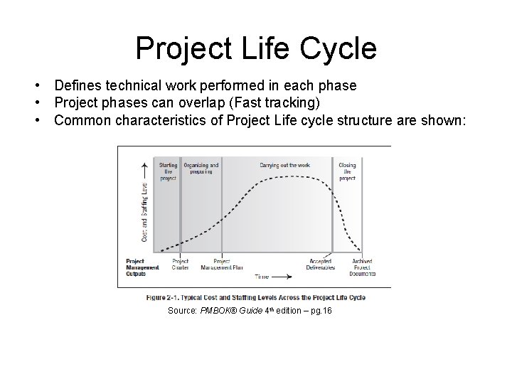 Project Life Cycle • Defines technical work performed in each phase • Project phases