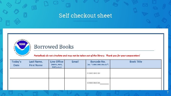 Self checkout sheet 7 