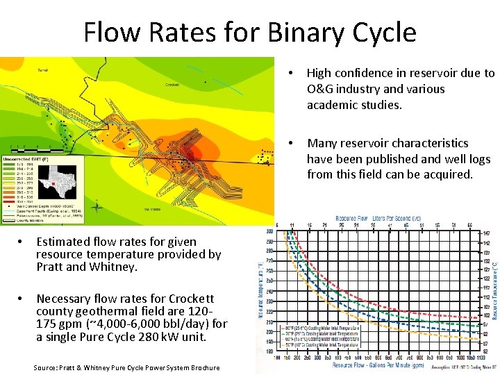 Flow Rates for Binary Cycle • Estimated flow rates for given resource temperature provided