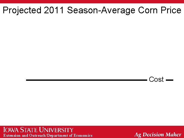 Projected 2011 Season-Average Corn Price Cost Extension and Outreach/Department of Economics 