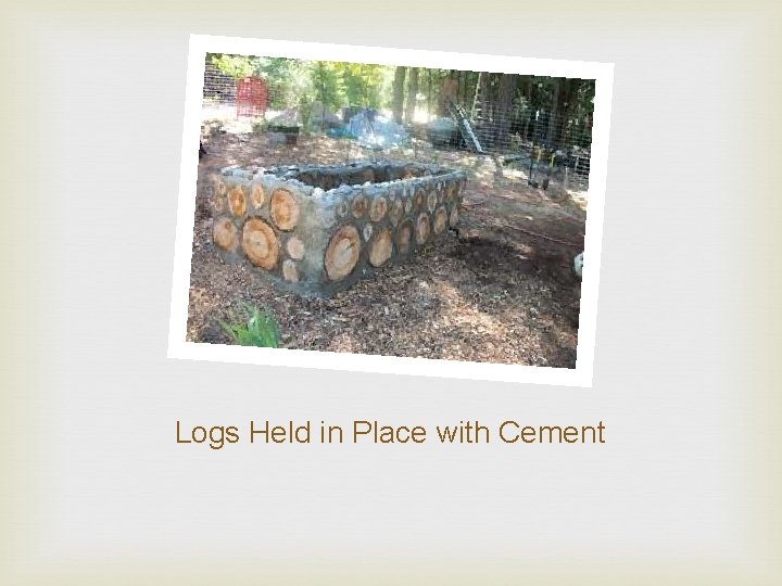 Logs Held in Place with Cement 