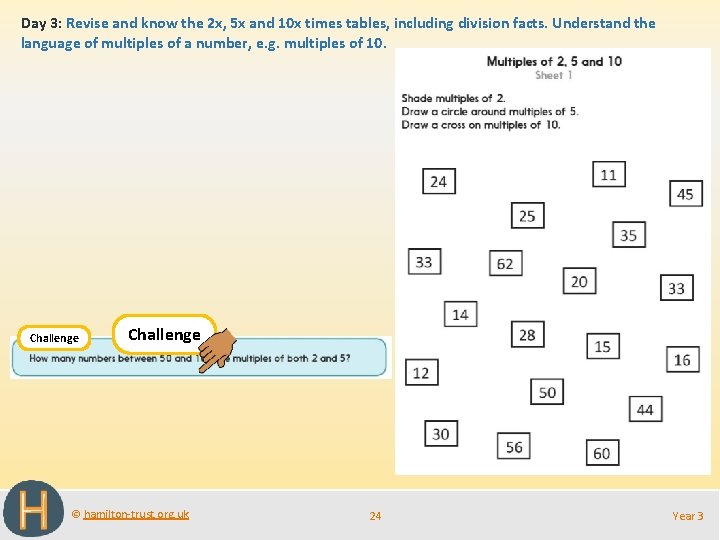 Day 3: Revise and know the 2 x, 5 x and 10 x times