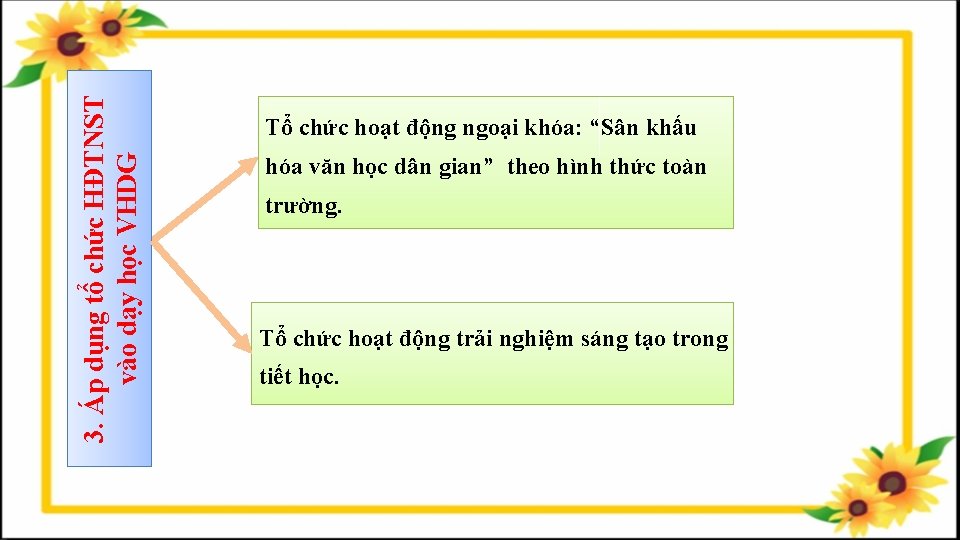 3. Áp dụng tổ chức HĐTNST vào dạy học VHDG Tổ chức hoạt động