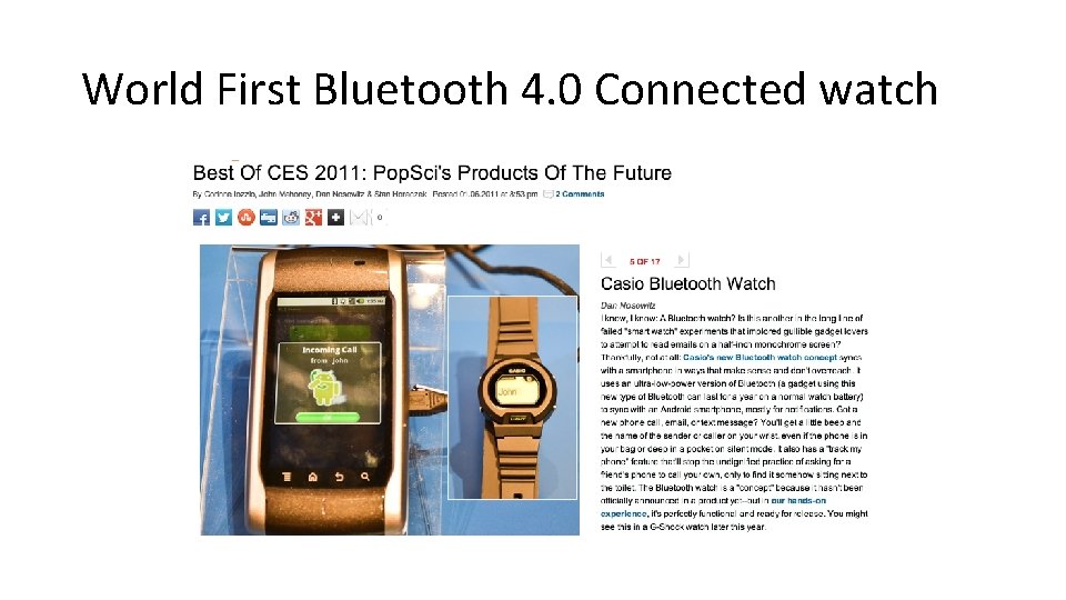 World First Bluetooth 4. 0 Connected watch 