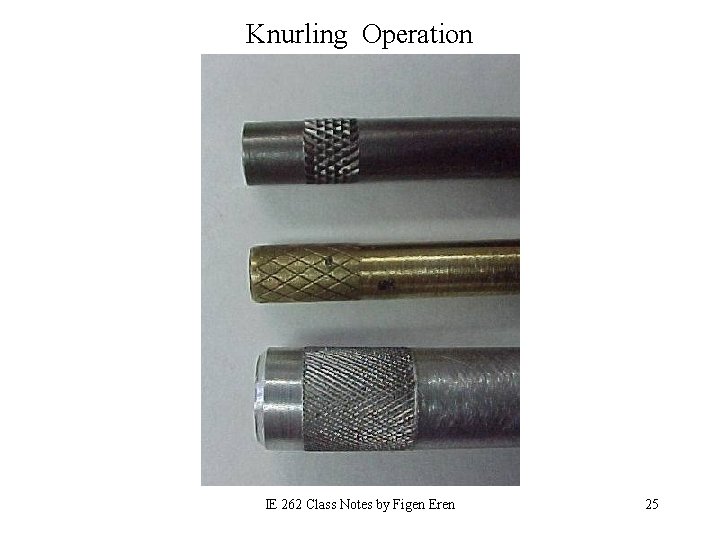 Knurling Operation IE 262 Class Notes by Figen Eren 25 