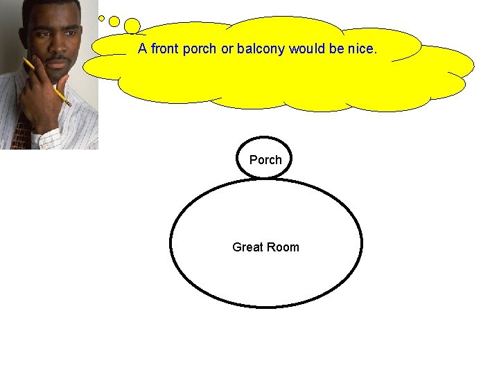 A front porch or balcony would be nice. Porch Great Room 