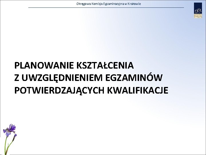 Okręgowa Komisja Egzaminacyjna w Krakowie PLANOWANIE KSZTAŁCENIA Z UWZGLĘDNIENIEM EGZAMINÓW POTWIERDZAJĄCYCH KWALIFIKACJE 