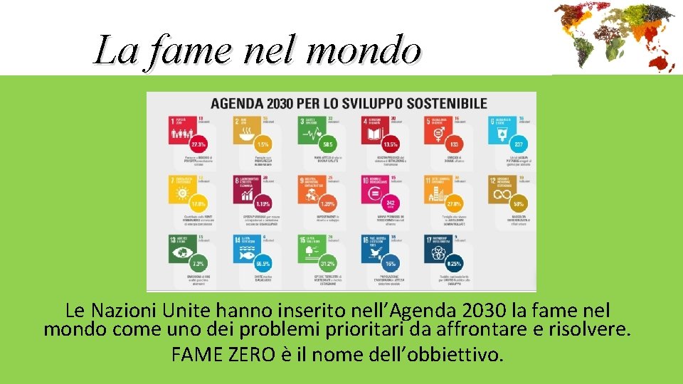 La fame nel mondo Le Nazioni Unite hanno inserito nell’Agenda 2030 la fame nel La fame nel mondo Le Nazioni Unite hanno inserito nell’Agenda 2030 la fame nel