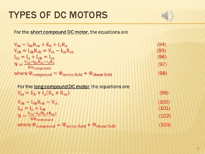 TYPES OF DC MOTORS 18 TYPES OF DC MOTORS 18