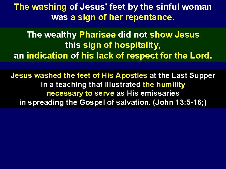 The washing of Jesus' feet by the sinful woman was a sign of her