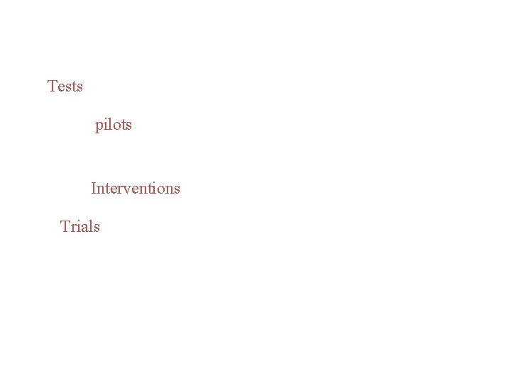 Tests pilots Interventions Trials 