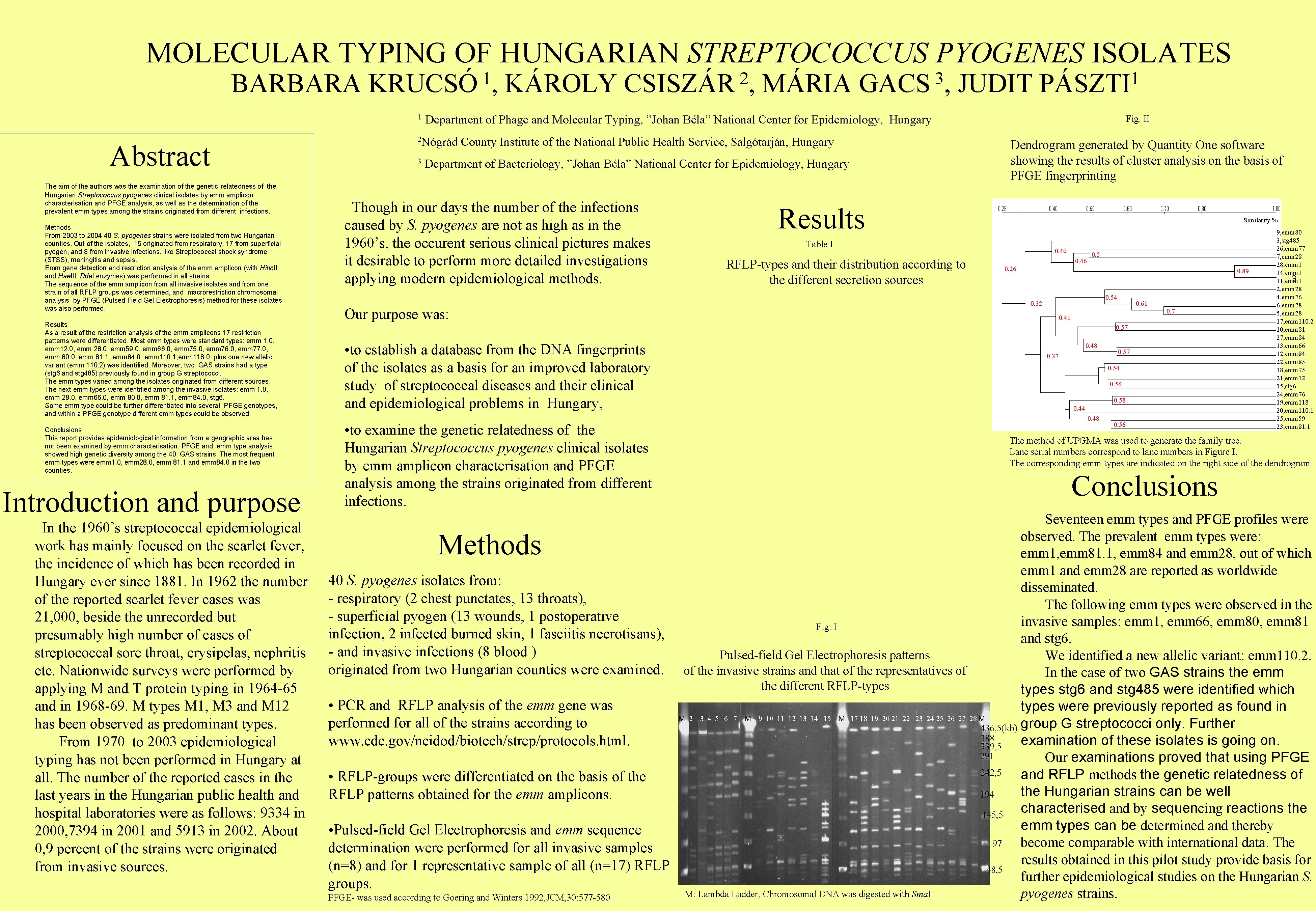 MOLECULAR TYPING OF HUNGARIAN STREPTOCOCCUS PYOGENES ISOLATES BARBARA 1 KRUCSÓ , 1 Abstract The