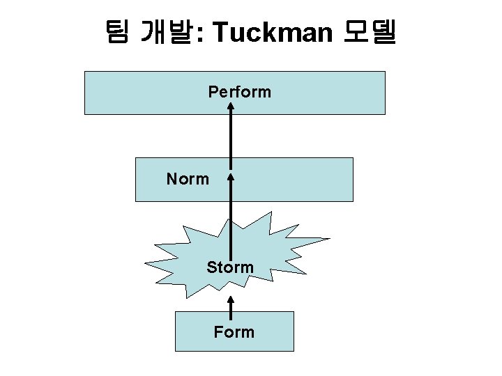 팀 개발: Tuckman 모델 Perform Norm Storm Form 