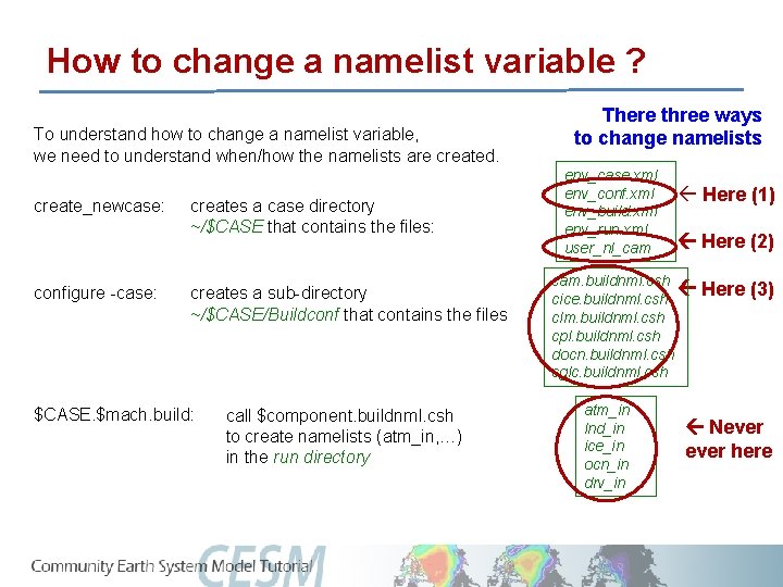 How to change a namelist variable ? To understand how to change a namelist