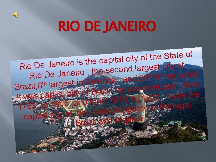 RIO DE JANEIRO f o e t a t S e h t f