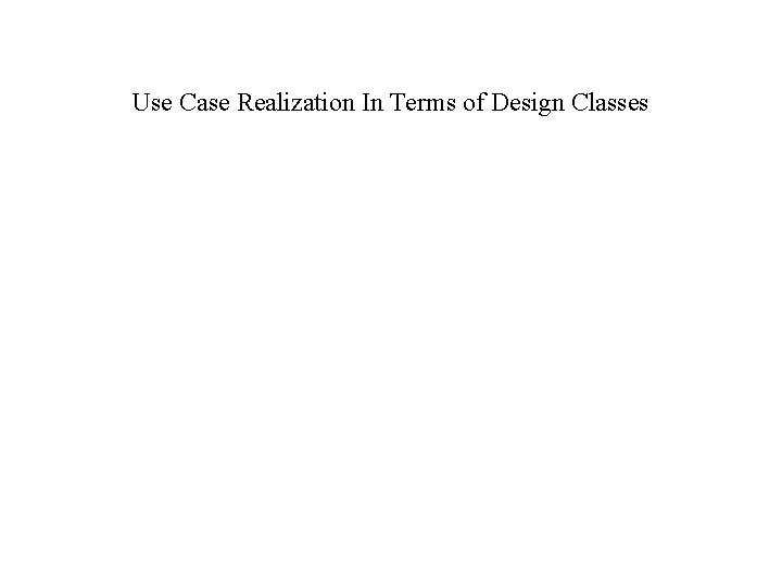 Use Case Realization In Terms of Design Classes 