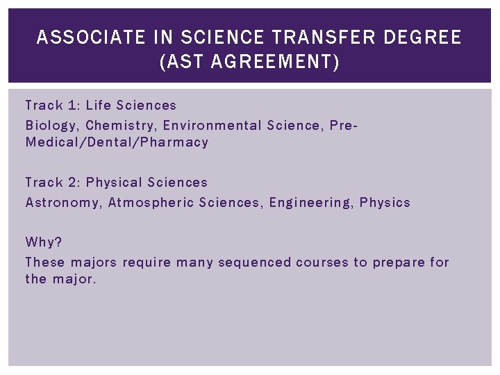 TRANSFER ADVISING BASICS V Tina Christian Educational Planner