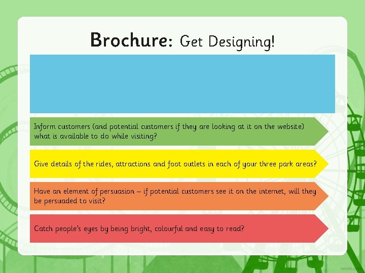 Brochure: Get Designing! Inform customers (and potential customers if they are looking at it