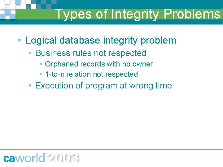 Integrity Issues Recovery Techniques for the New DBA Session Code