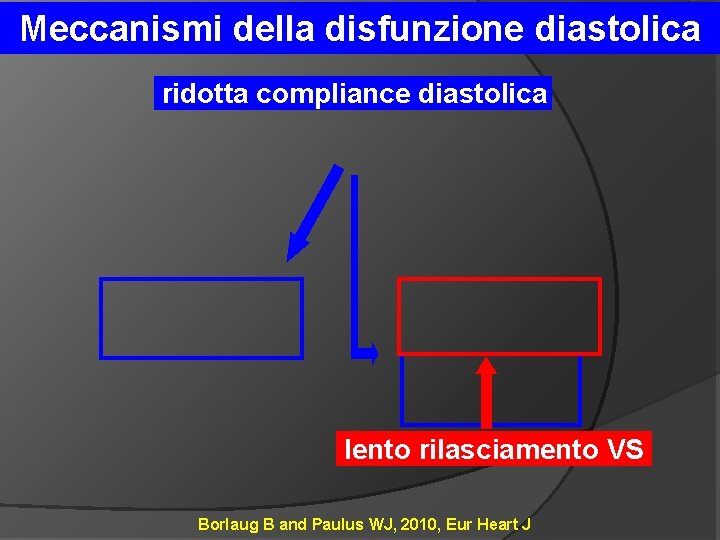 Meccanismi della disfunzione diastolica ridotta compliance diastolica lento rilasciamento VS Borlaug B and Paulus