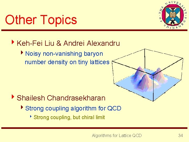 Other Topics 4 Keh-Fei Liu & Andrei Alexandru 4 Noisy non-vanishing baryon number density