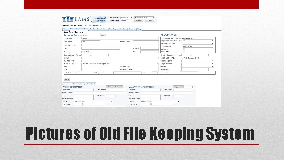 Pictures of Old File Keeping System 