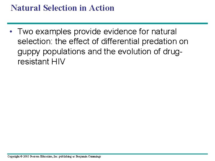 Natural Selection in Action • Two examples provide evidence for natural selection: the effect