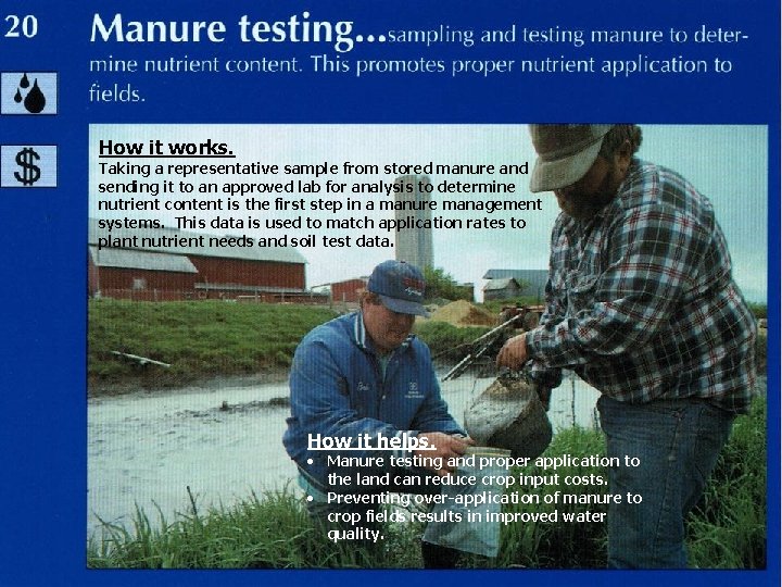 How it works. Taking a representative sample from stored manure and sending it to