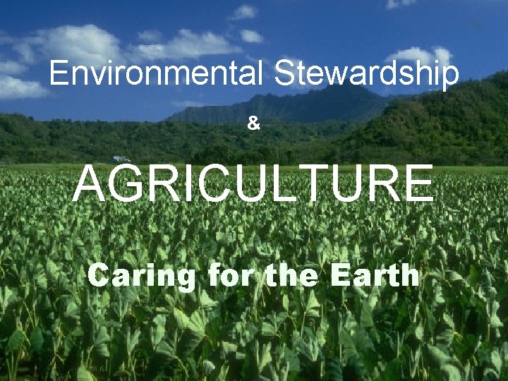 Environmental Stewardship & AGRICULTURE Caring for the Earth 