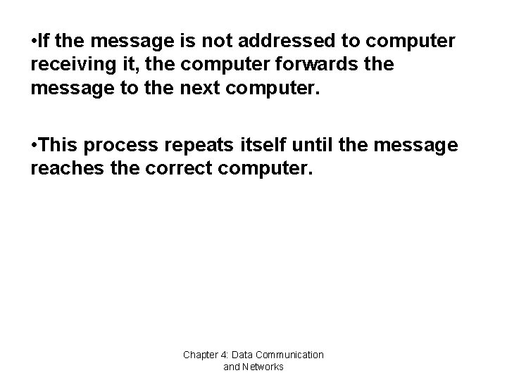 • If the message is not addressed to computer receiving it, the computer
