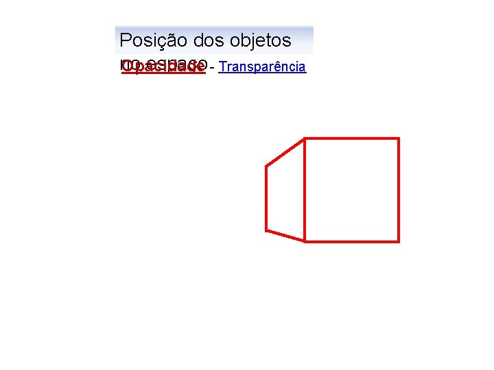 Posição dos objetos no espaço - Transparência Opacidade 