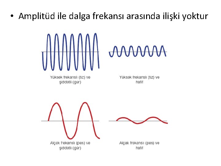 • Amplitüd ile dalga frekansı arasında ilişki yoktur 