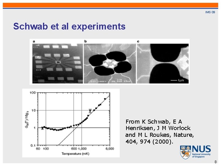 IMS 09 Schwab et al experiments From K Schwab, E A Henriksen, J M