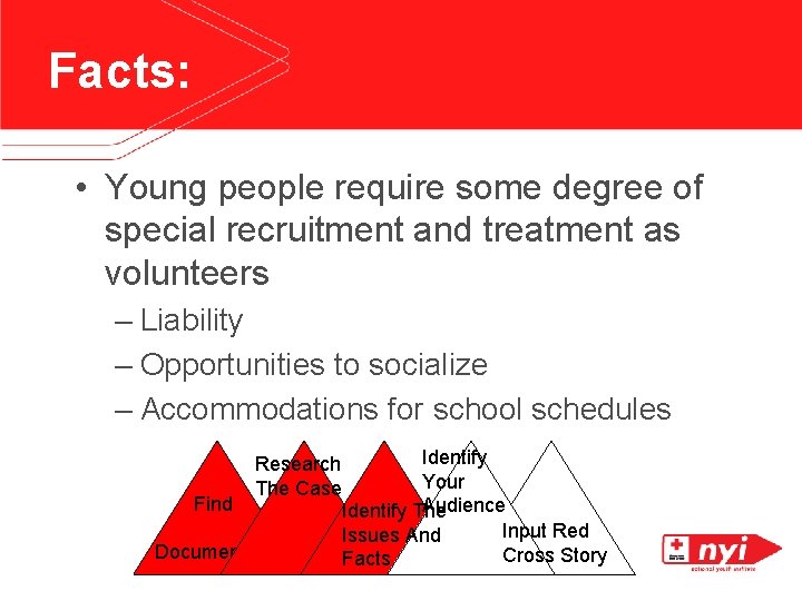 Facts: • Young people require some degree of special recruitment and treatment as volunteers