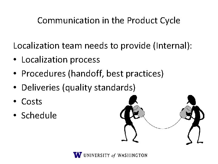 Communication in the Product Cycle Localization team needs to provide (Internal): • Localization process Communication in the Product Cycle Localization team needs to provide (Internal): • Localization process